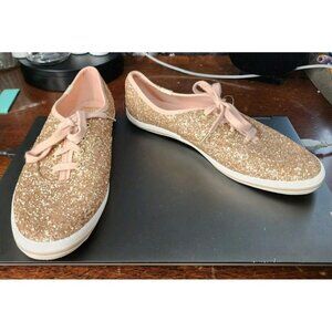 KATE SPADE x KEDS Rose Gold Glitter Sparkle Sneakers Sz 8 Wedding Cute